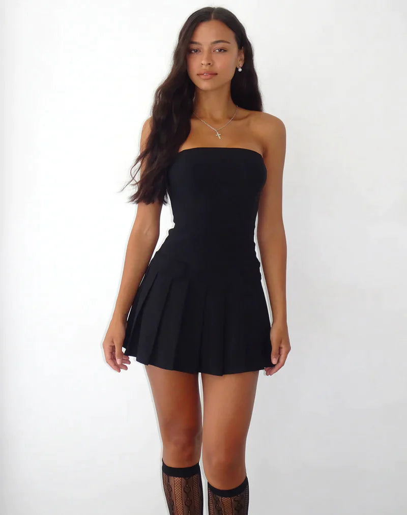 Mara Bandeau Pleated Mini Dress