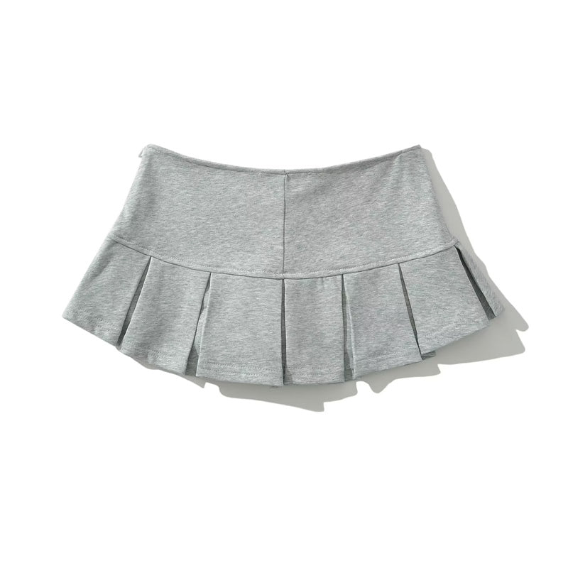 Grey Pleated Mini Skirt