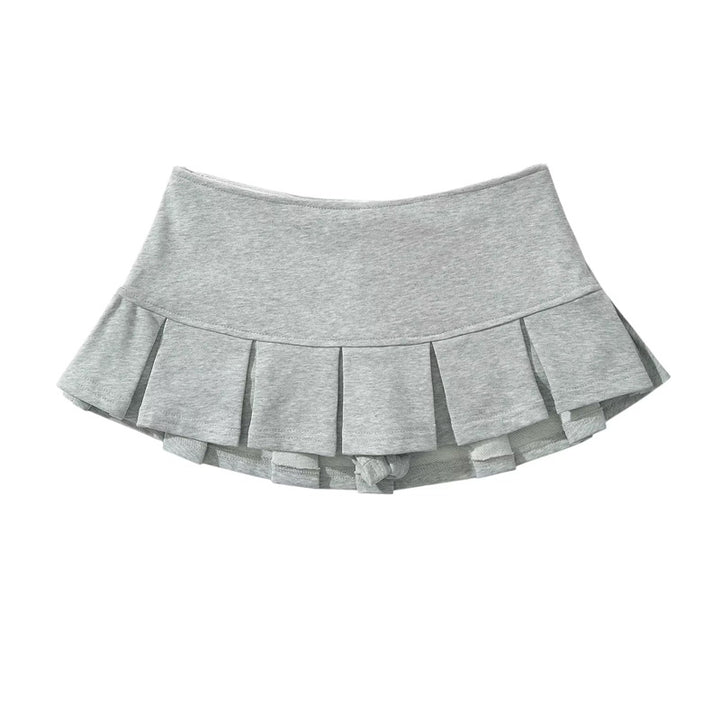 Grey Pleated Mini Skirt