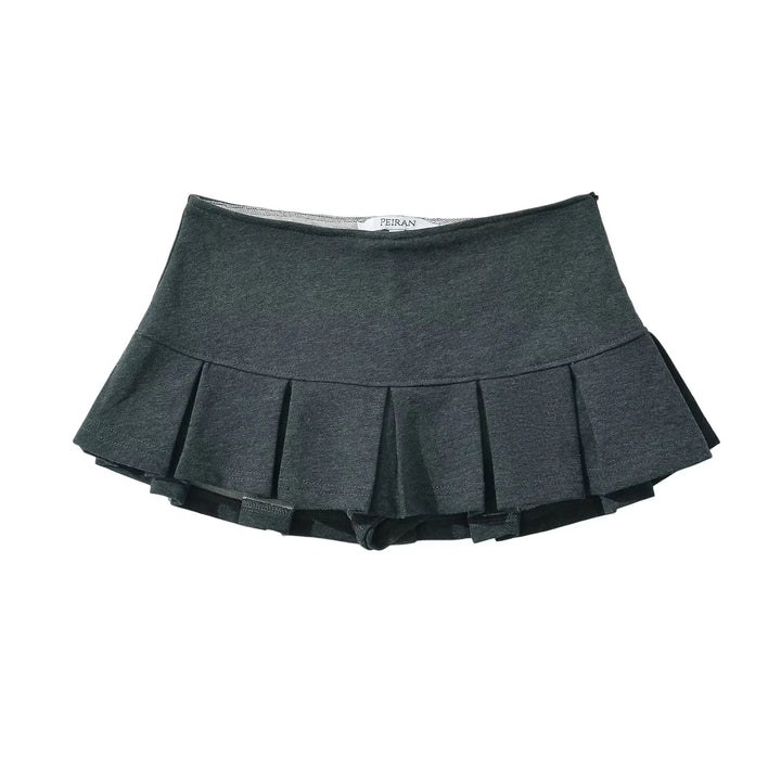 Grey Pleated Mini Skirt